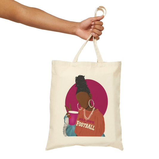 Football Fan Cotton Canvas Tote Bag, Stylish Reusable Shopping Bag, Casual Everyday Tote, Gift for Sports Lovers, Eco-Friendly Bags