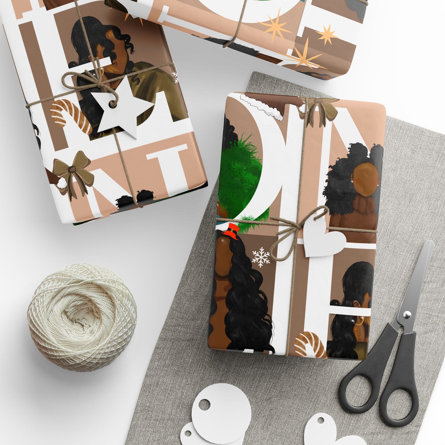 Festive Hair-Themed Wrapping Paper for Christmas & Celebrations