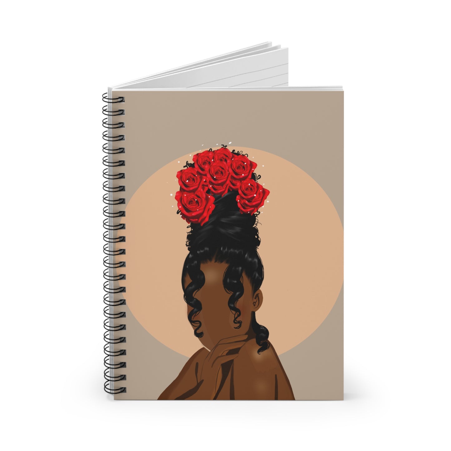 Crowned in Bloom Floral Spiral Notebook - Empowering Black Woman Design