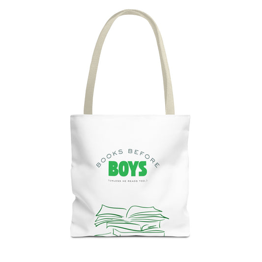 Books Before Boys Tote Bag — Feminist Reader Book Lover Tote