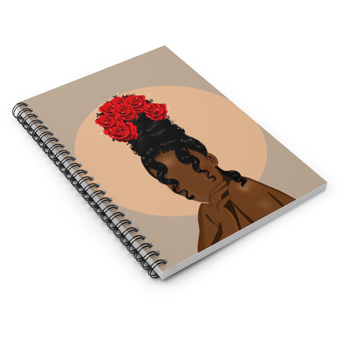 Crowned in Bloom Floral Spiral Notebook - Empowering Black Woman Design