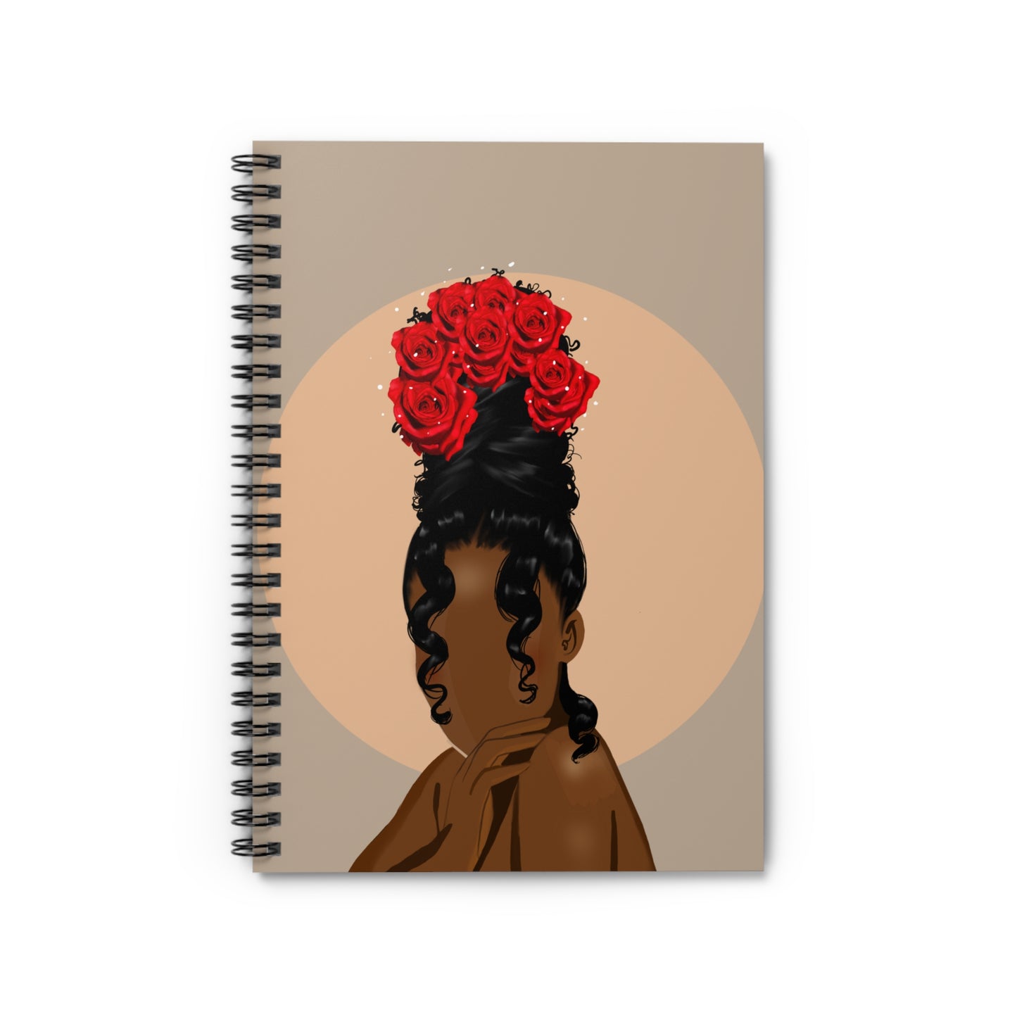 Crowned in Bloom Floral Spiral Notebook - Empowering Black Woman Design