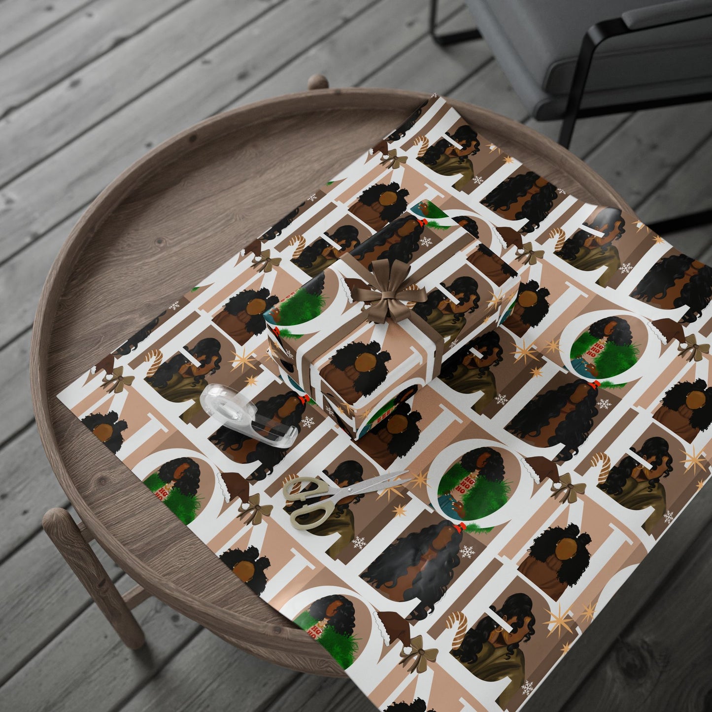 Festive Hair-Themed Wrapping Paper for Christmas & Celebrations