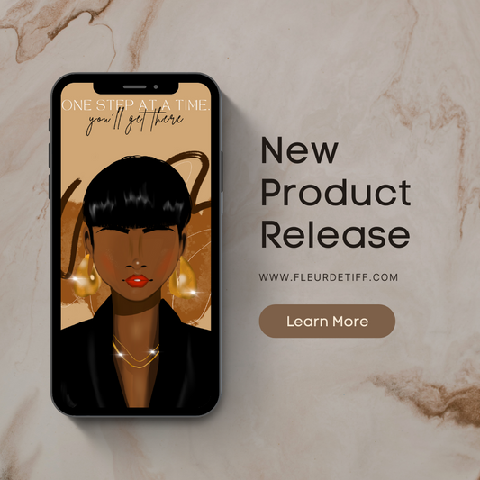 One Step at a Time” Digital Wallpaper – Neutral Aesthetic Black Girl Art Illustration (Instant Download)