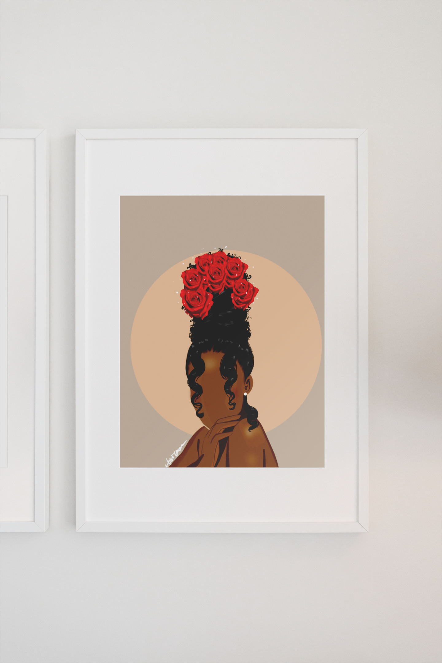 Crowned in Bloom- Minimalistic Black girl Art 8x10