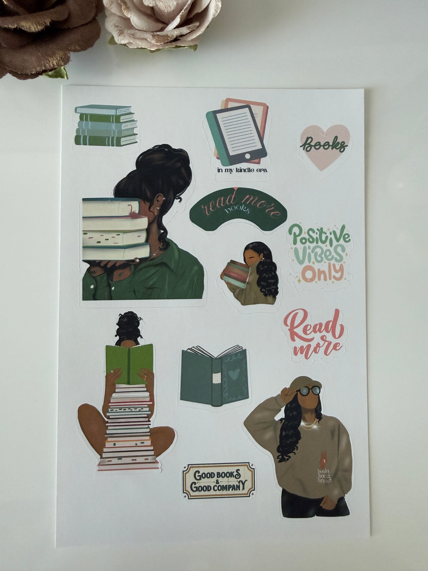 Cozy Reader Sticker Sheet | Book Lover Stickers for Kindle, Journals & Planners