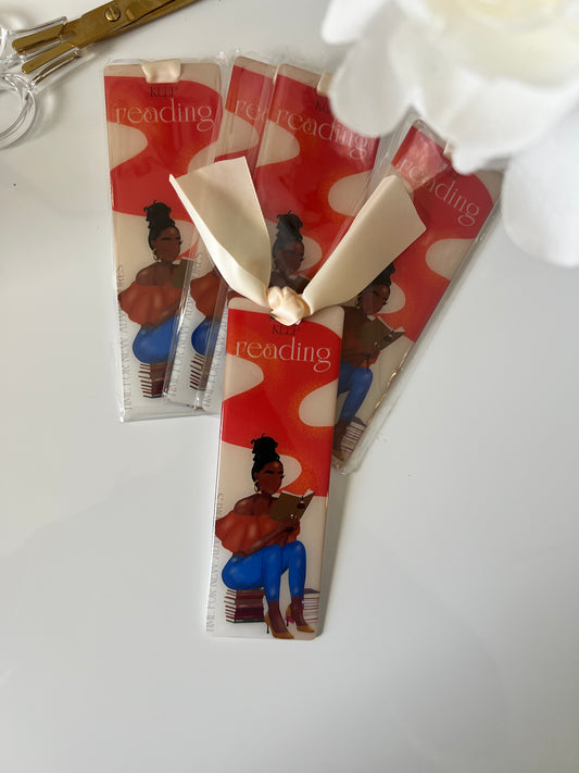 Keep Reading" Acrylic Bookmark with Satin Beige Ribbon – 2x6 Inches