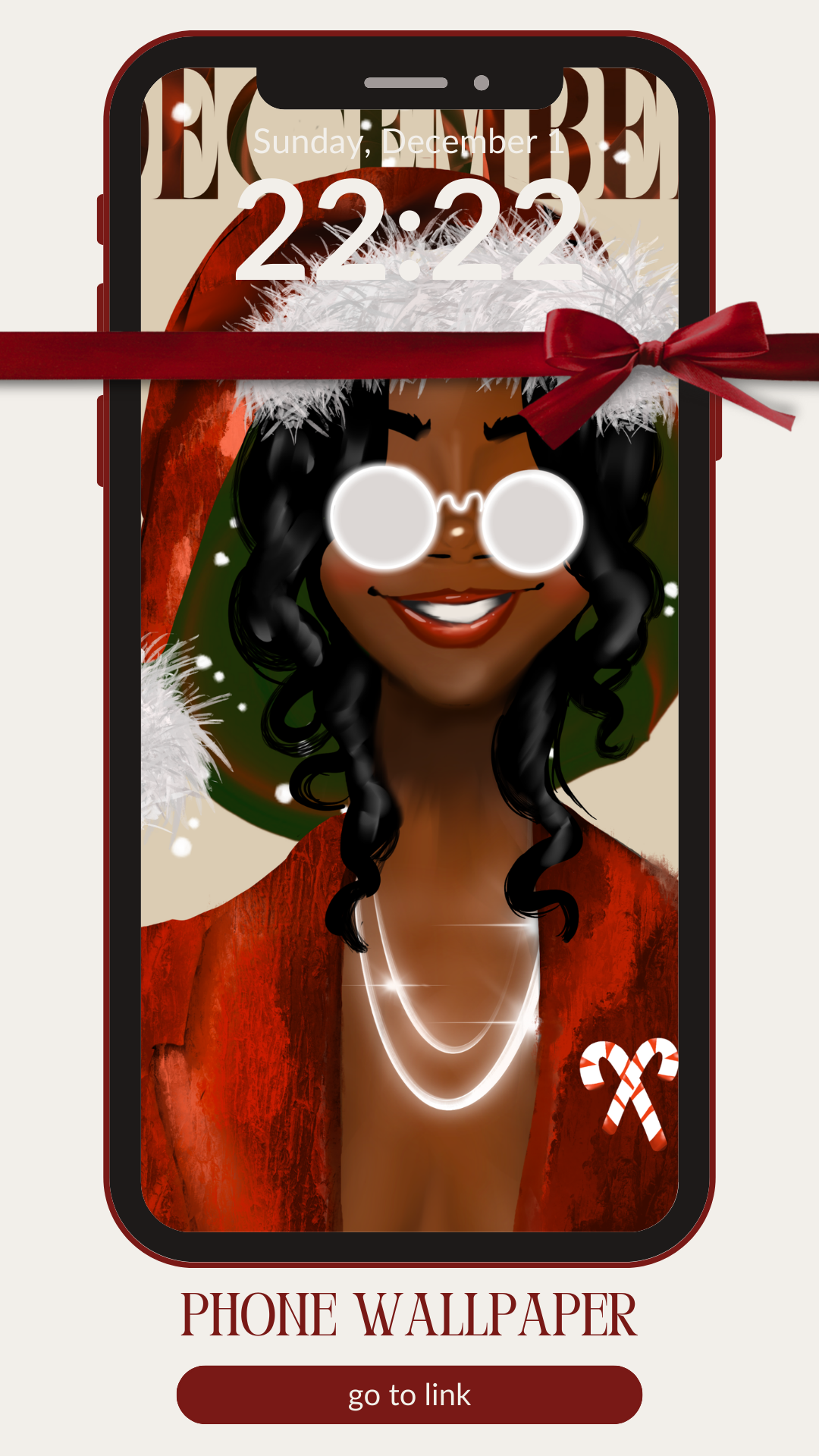 Holiday Phone Wallpaper – Cozy Christmas Black Girl Aesthetic | Digital Download