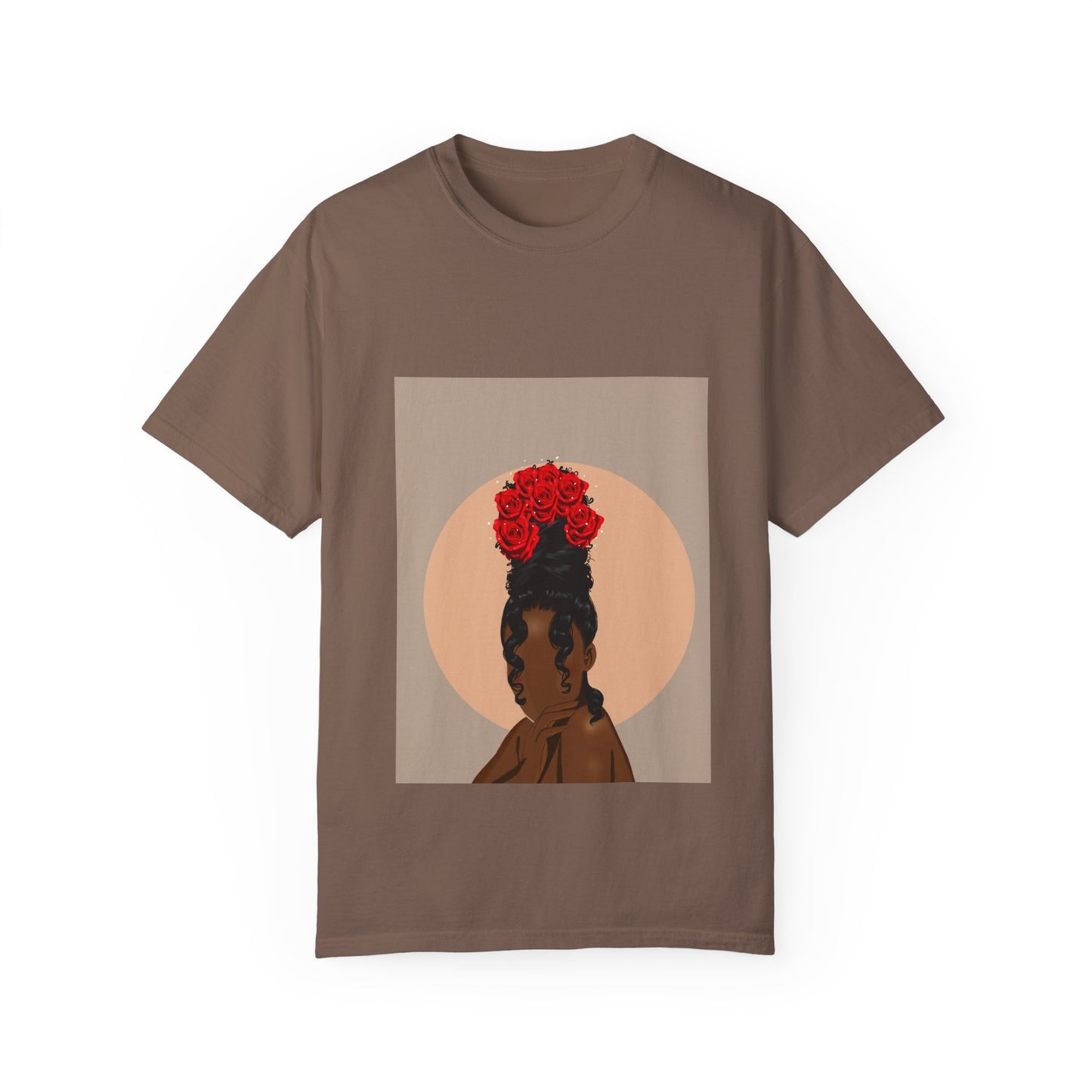 Celebrate beauty, power, and soft strength with the “Crowned in Bloom” graphic tee by Fleur De Tiff. Featuring original art of a woman crowned in roses, this shirt is made for the bold, the creative, and the soulful.