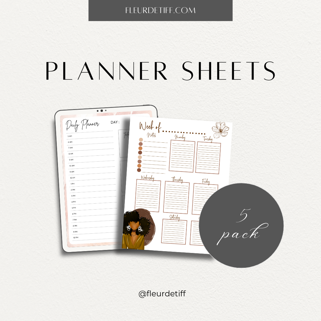 Neutral Black Girl Planner-Digital Download