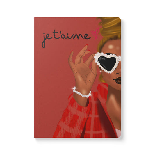 Chic Softcover Journal - 'je t'aime' Design for Stylish Note-Taking