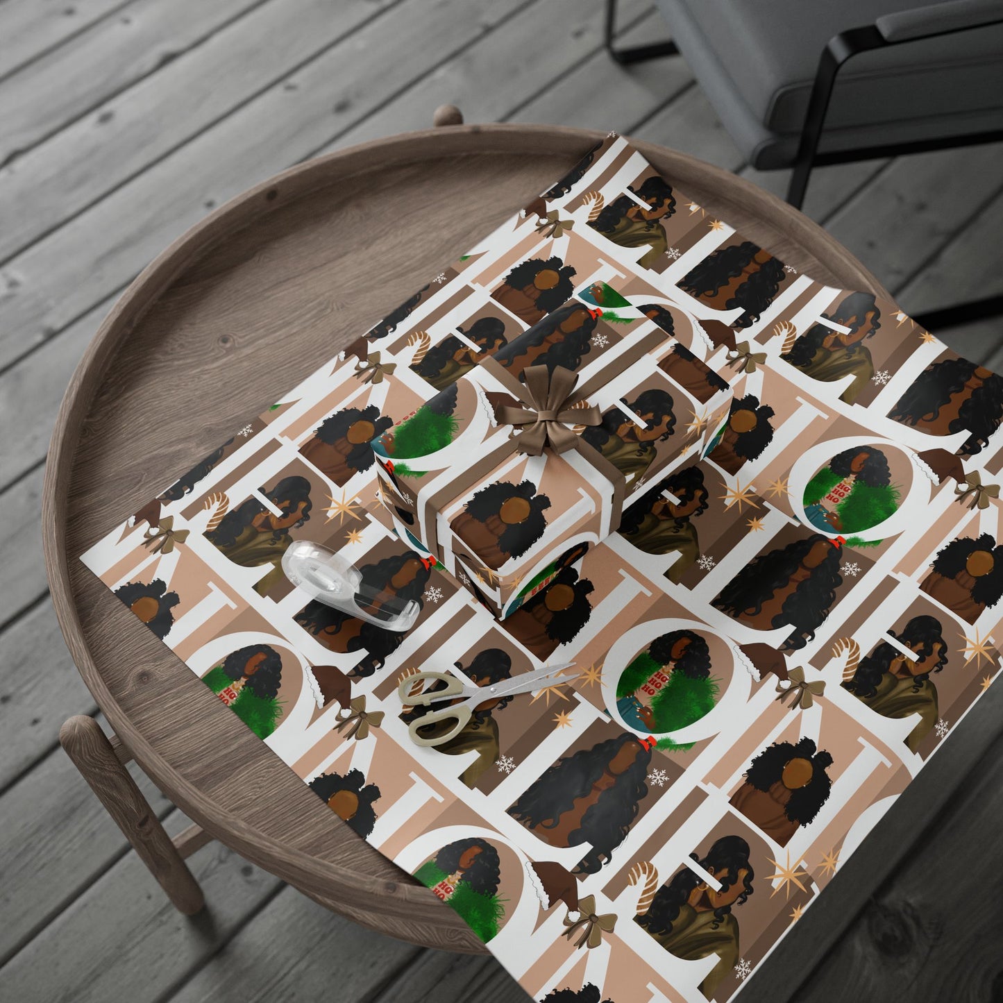 Festive Hair-Themed Wrapping Paper for Christmas & Celebrations