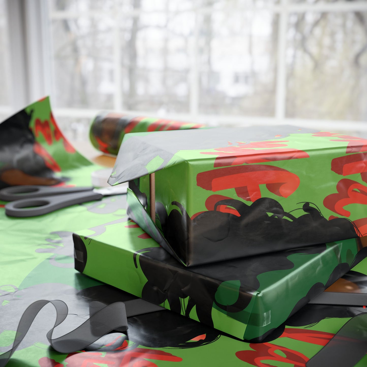 Vibrant Holiday Wrapping Paper with Bold Afro Design