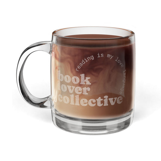 Engraved Glass Coffee Mug — 'Book Lover' 12.25oz Clear Mug, Personalized Gift for Readers