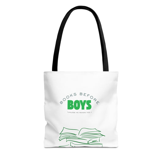 Books Before Boys Tote Bag — Feminist Reader Book Lover Tote