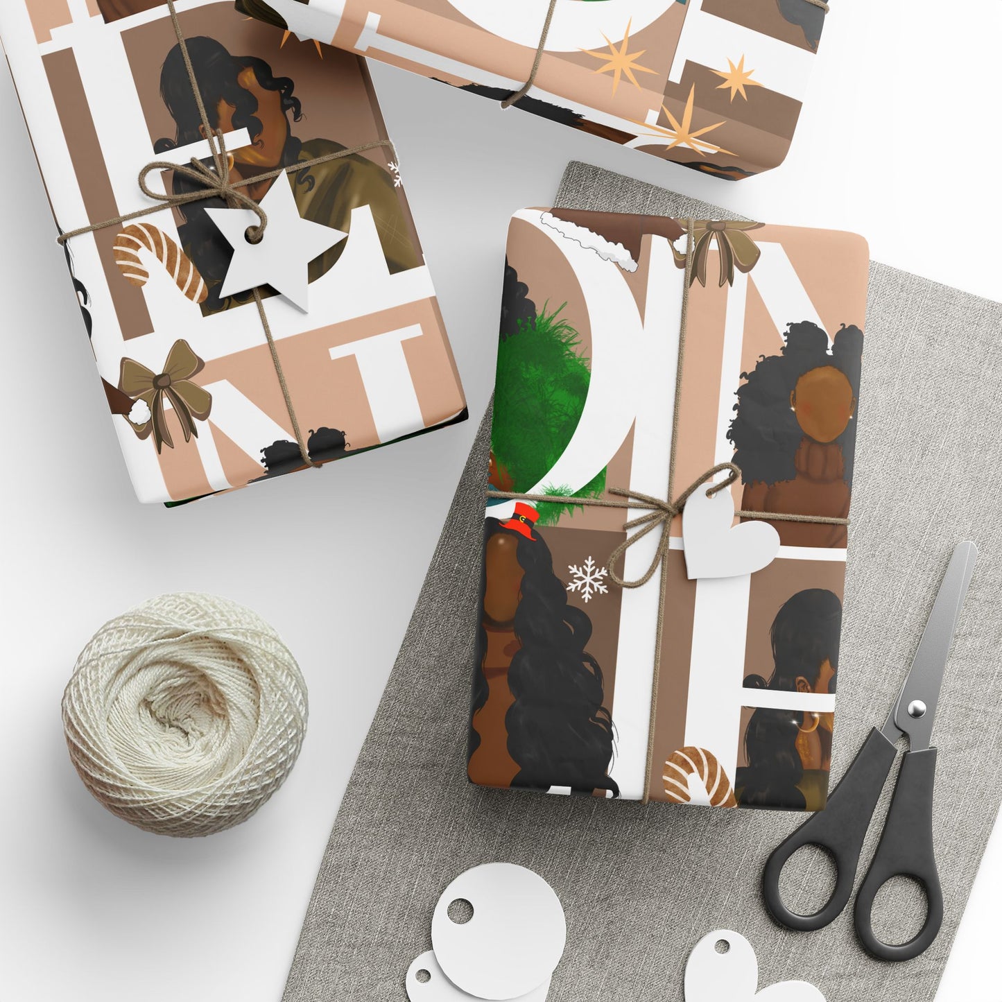 Festive Hair-Themed Wrapping Paper for Christmas & Celebrations