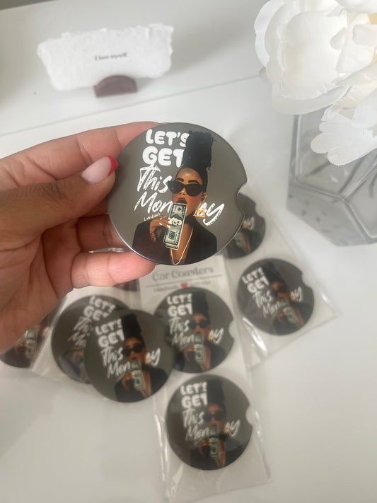 Get Money Ceramic Car Coasters