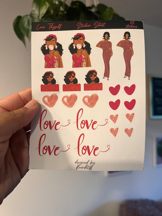 Love Thyself Sticker Sheet | Kiss Cut Sticker Sheet