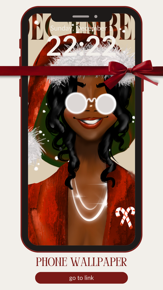 Holiday Phone Wallpaper – Cozy Christmas Black Girl Aesthetic | Digital Download