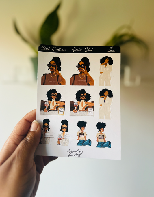 Black Excellence Sticker Sheet | Kiss Cut Sticker Sheet