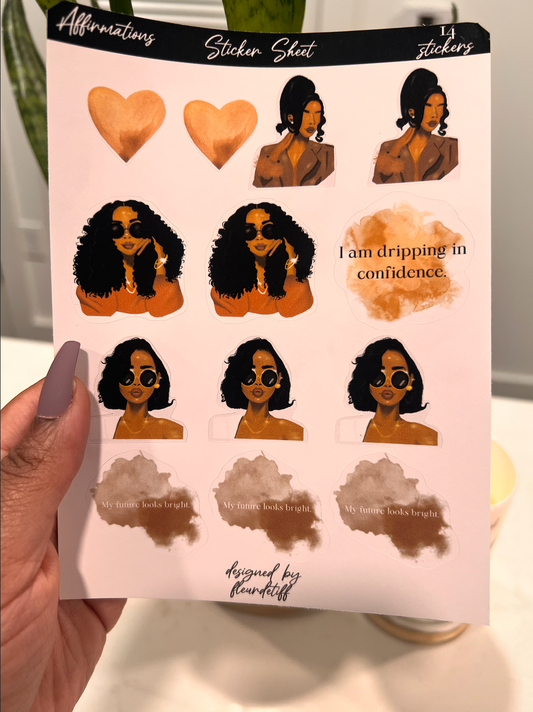 black women affirmations sticker kiss cut sticker