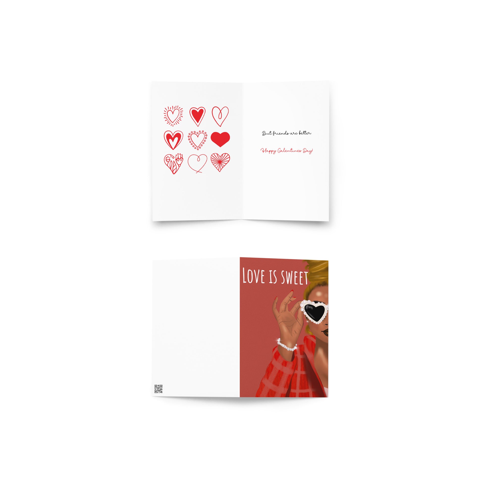 black girl valentines and galentines greeting card