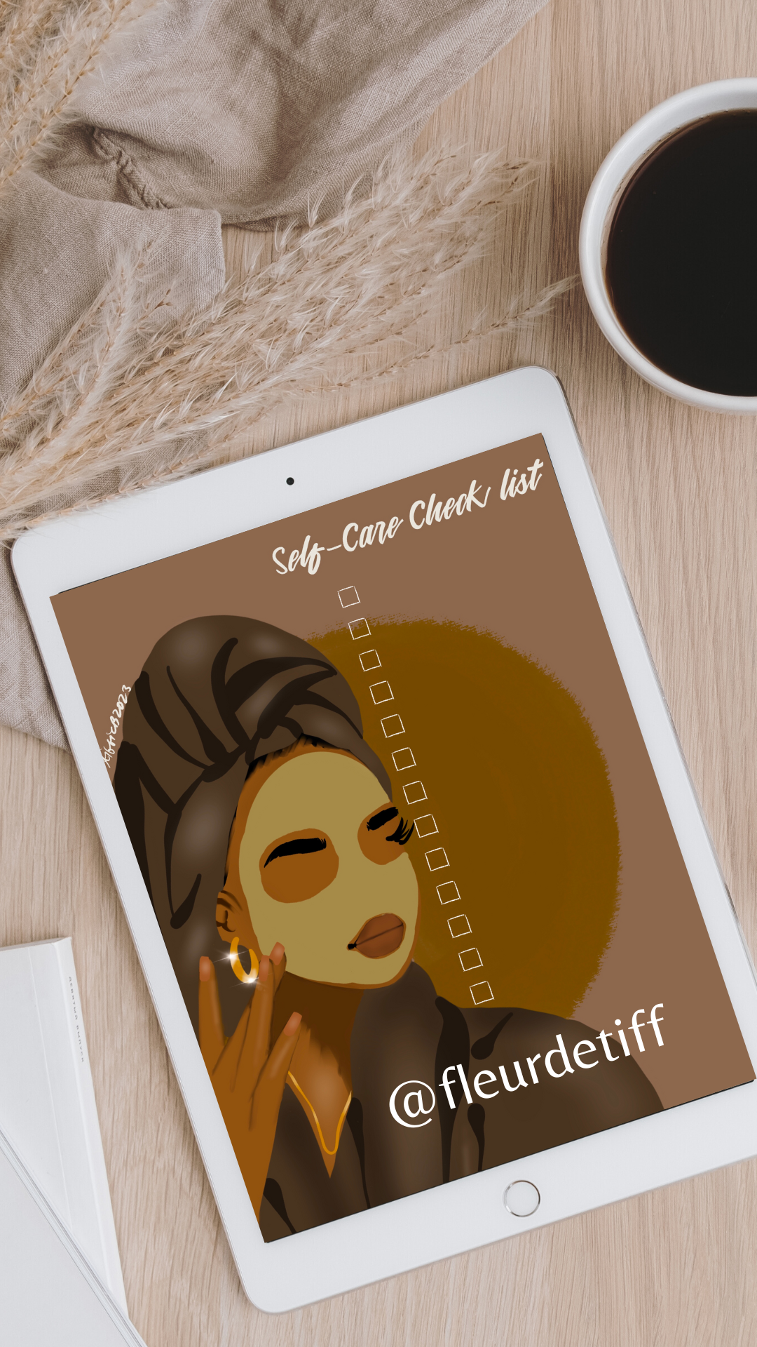 Digital Self-Care Checklist | Instant Download | Black Girl Art