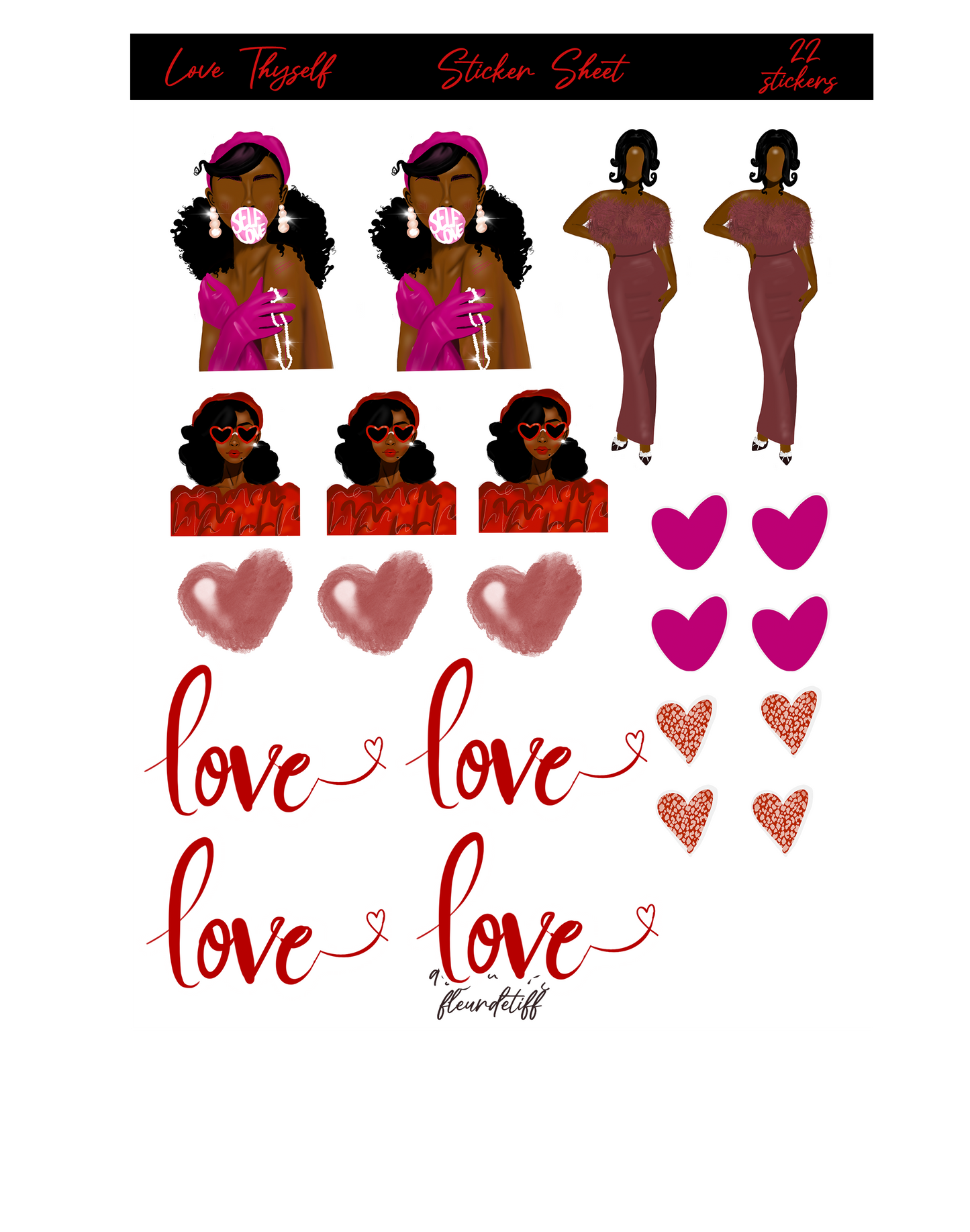 Love Thyself Sticker Sheet | Kiss Cut Sticker Sheet
